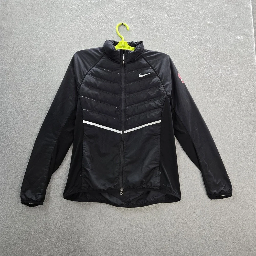 Stanford Cardinal Women Jacket L Black Nike Logo Aeroloft 800‎ Down Puffer